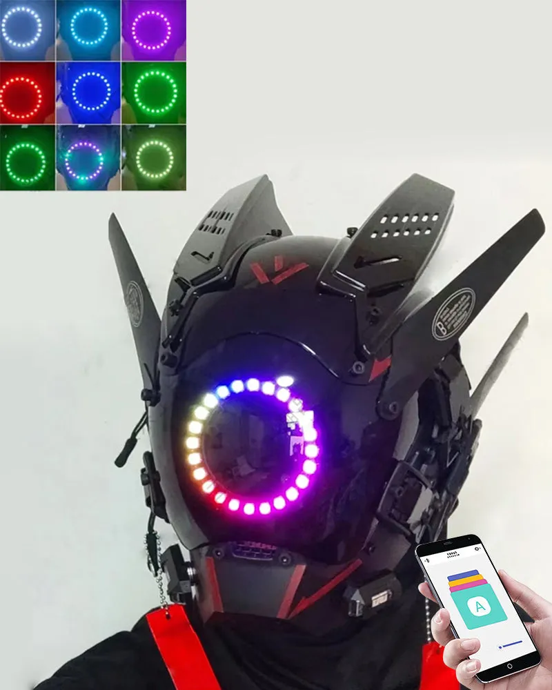 APP-Controlled LED Futuristic Cyberpunk Helmet Mask