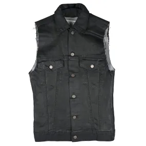 ARTISANAL PAINT SLEEVELESS DENIM JACKET / BLACK