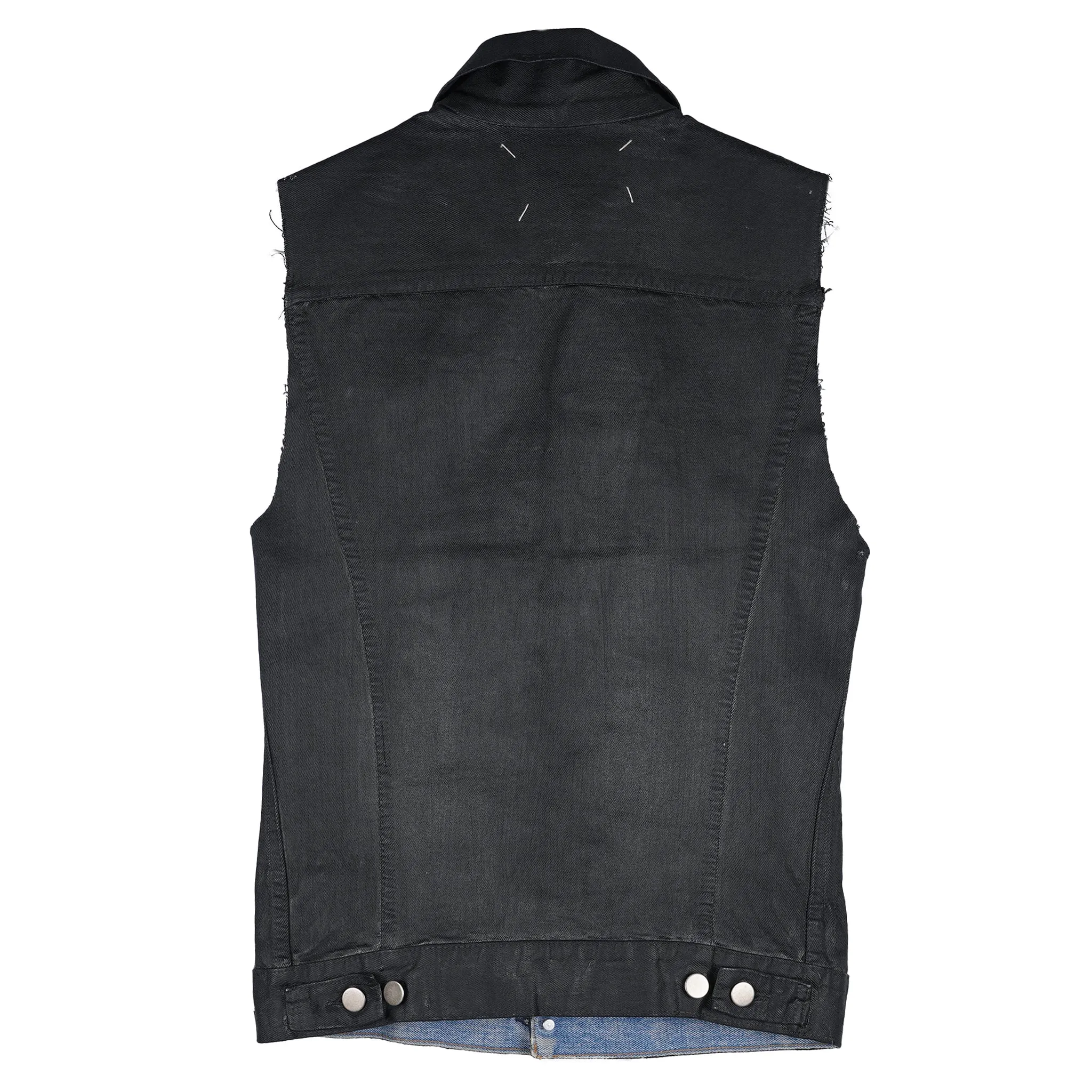 ARTISANAL PAINT SLEEVELESS DENIM JACKET / BLACK