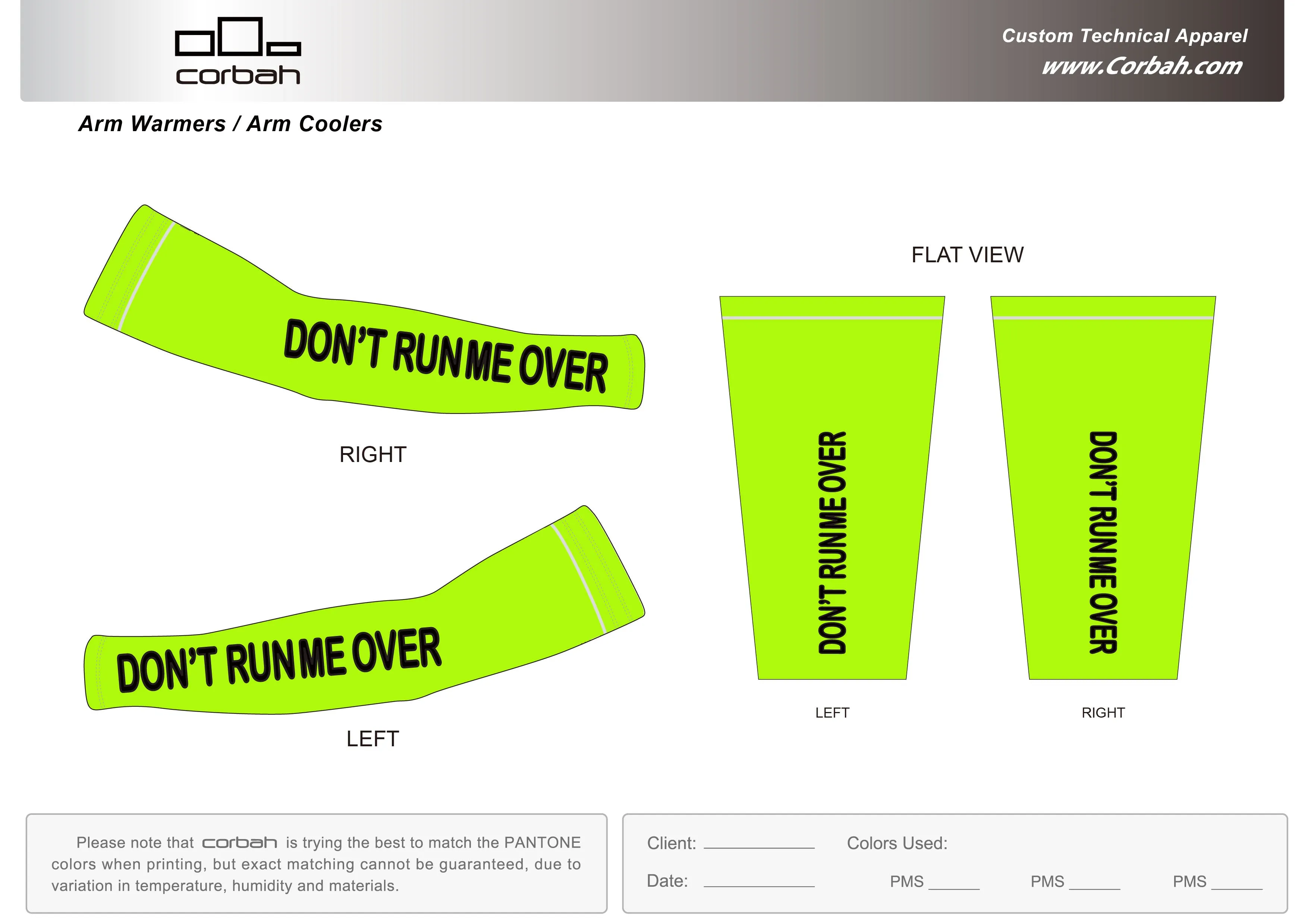 Don't Run Me Over Fluorescent Green Arm Warmers