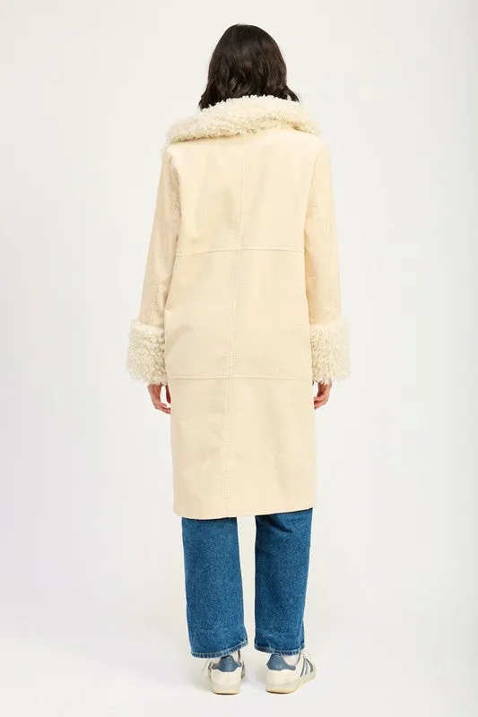 Faux Fur Mid Trench Coat