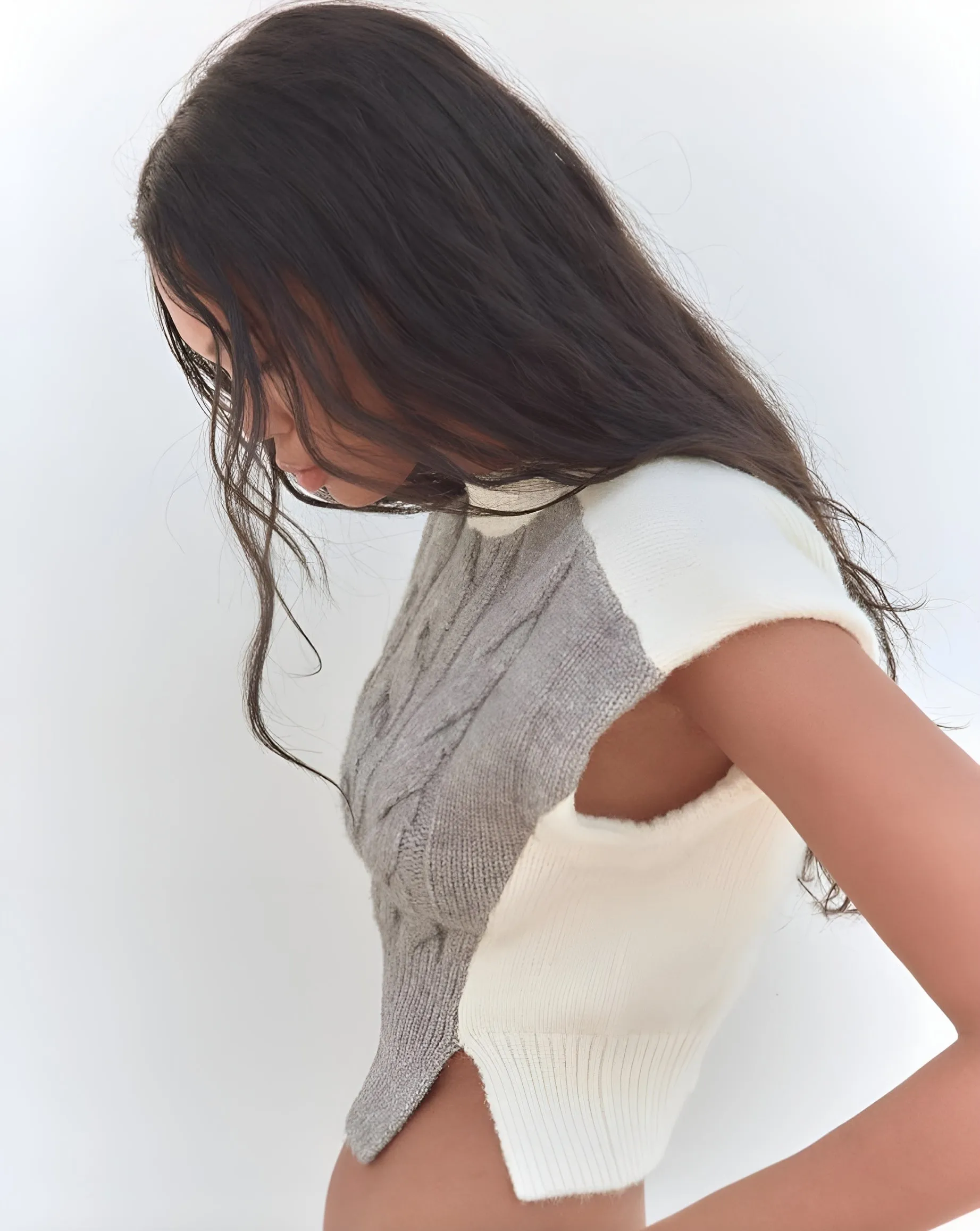 Heather Me Gray Cable Knit Sweater