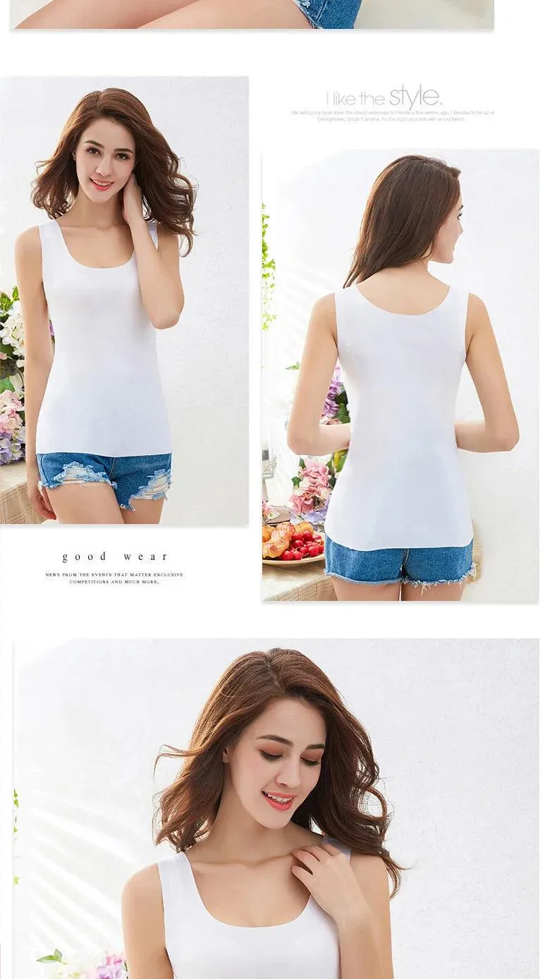 High Quality 2022Summer Solid Seamless Women Tank Tops Soft Modal Vest Sleeveless T Shirt Female White Tanks No-trace TOPS