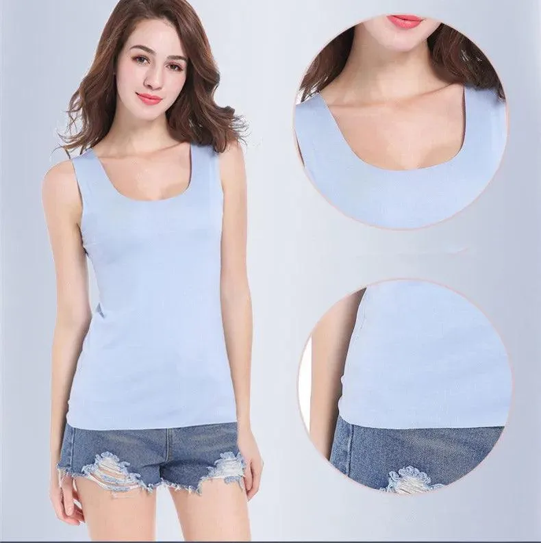 High Quality 2022Summer Solid Seamless Women Tank Tops Soft Modal Vest Sleeveless T Shirt Female White Tanks No-trace TOPS