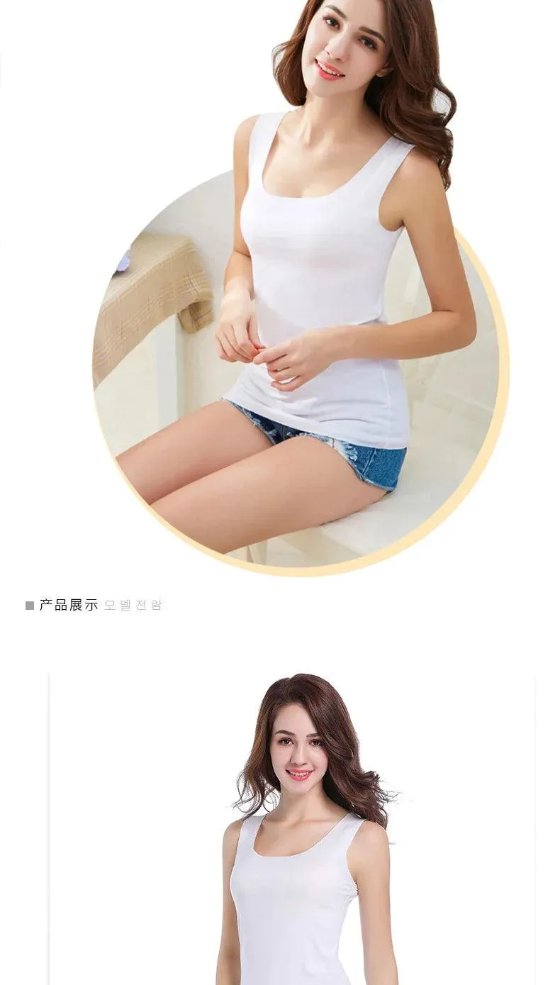High Quality 2022Summer Solid Seamless Women Tank Tops Soft Modal Vest Sleeveless T Shirt Female White Tanks No-trace TOPS