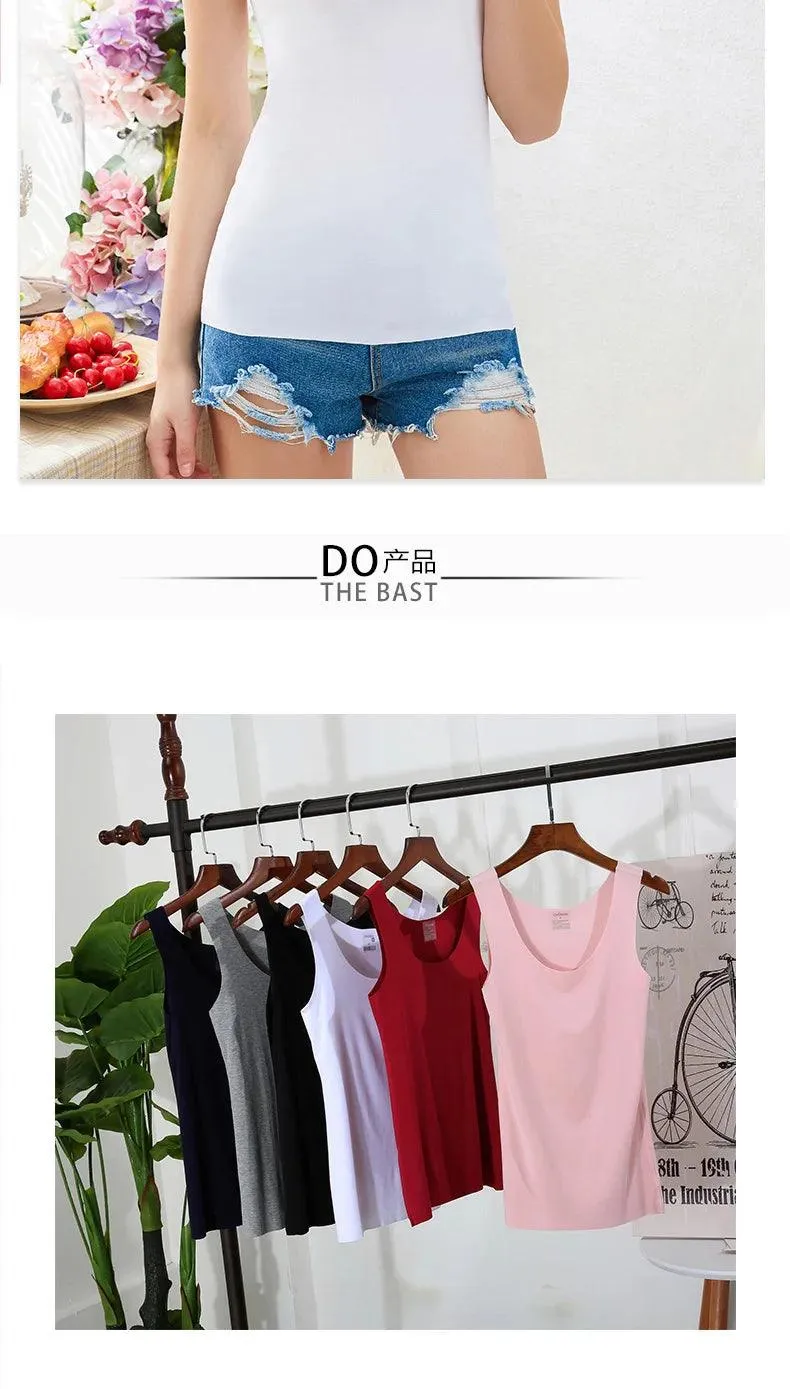 High Quality 2022Summer Solid Seamless Women Tank Tops Soft Modal Vest Sleeveless T Shirt Female White Tanks No-trace TOPS