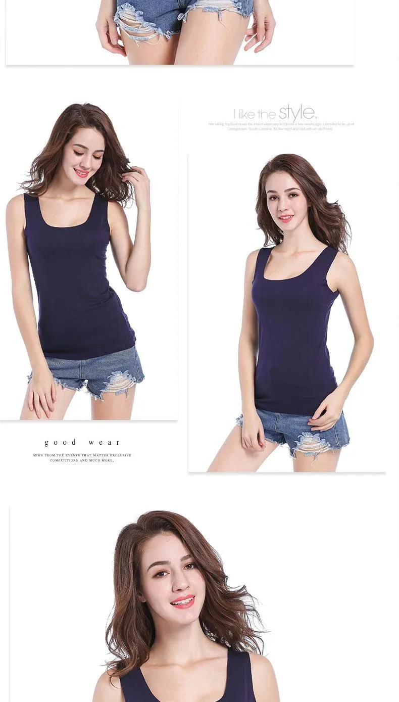 High Quality 2022Summer Solid Seamless Women Tank Tops Soft Modal Vest Sleeveless T Shirt Female White Tanks No-trace TOPS