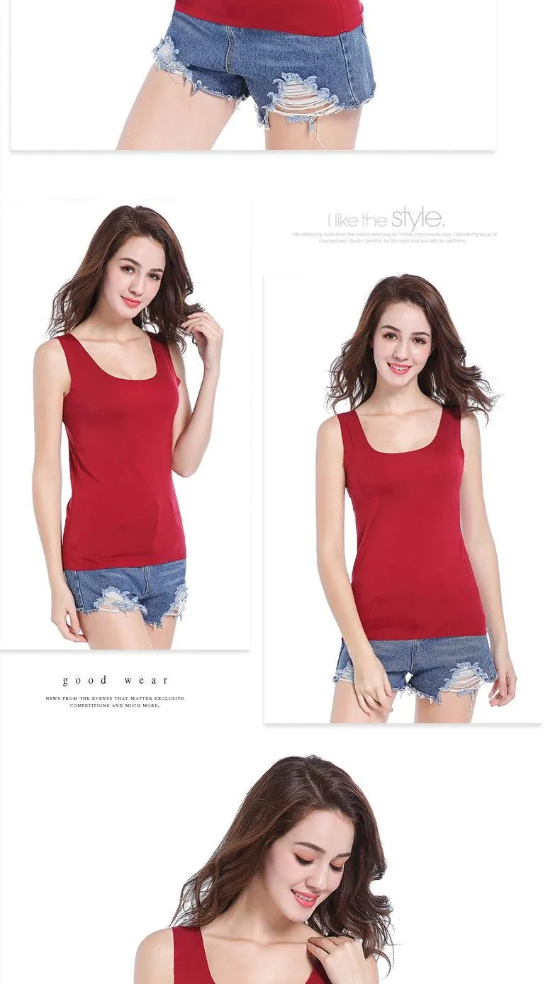 High Quality 2022Summer Solid Seamless Women Tank Tops Soft Modal Vest Sleeveless T Shirt Female White Tanks No-trace TOPS