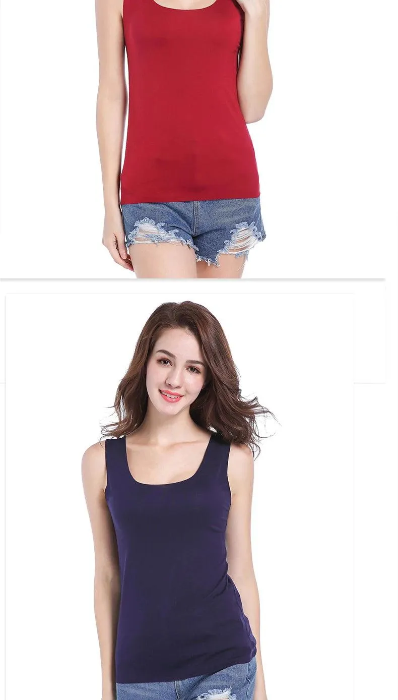 High Quality 2022Summer Solid Seamless Women Tank Tops Soft Modal Vest Sleeveless T Shirt Female White Tanks No-trace TOPS