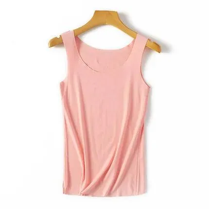 High Quality 2022Summer Solid Seamless Women Tank Tops Soft Modal Vest Sleeveless T Shirt Female White Tanks No-trace TOPS