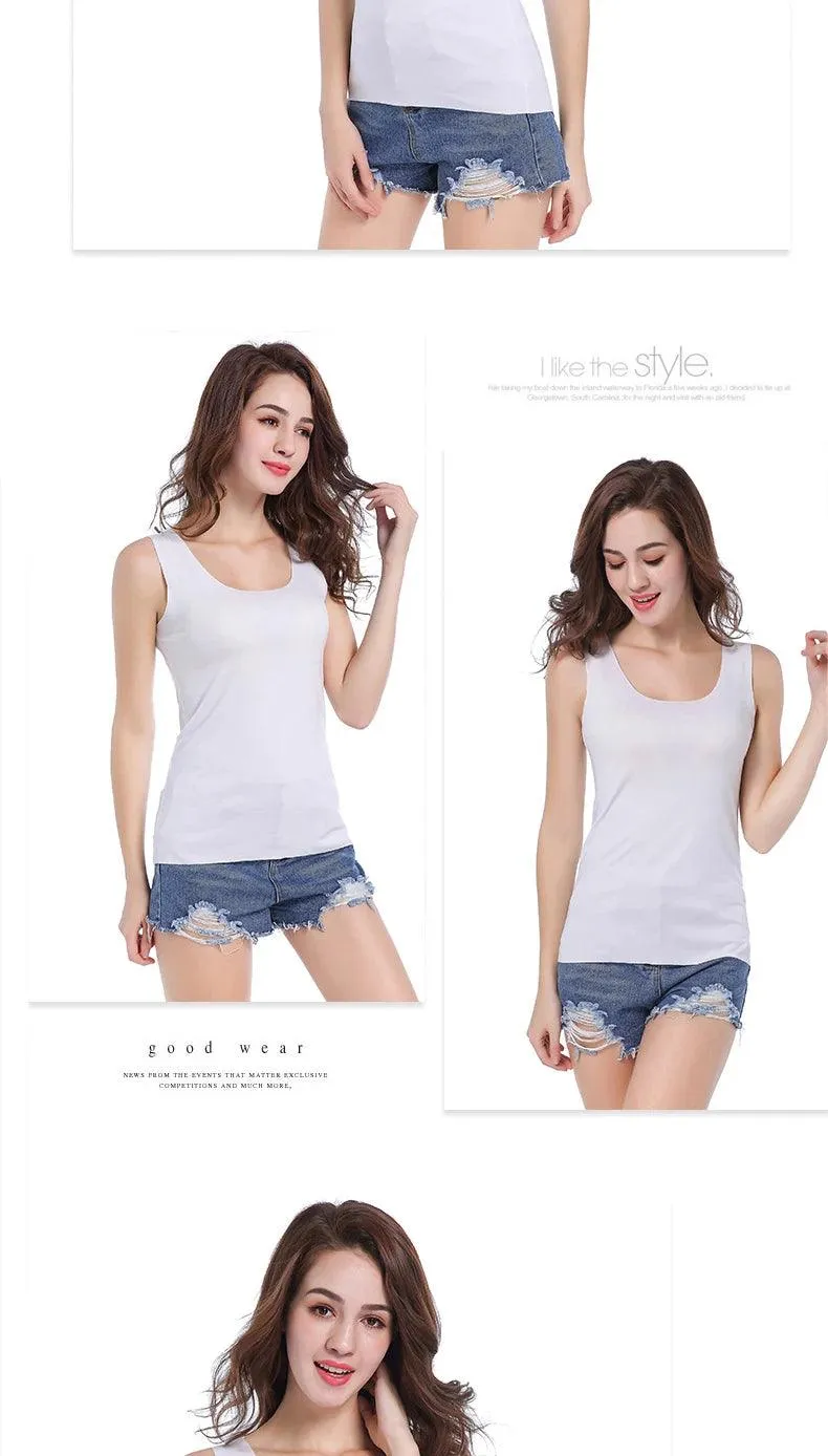 High Quality 2022Summer Solid Seamless Women Tank Tops Soft Modal Vest Sleeveless T Shirt Female White Tanks No-trace TOPS