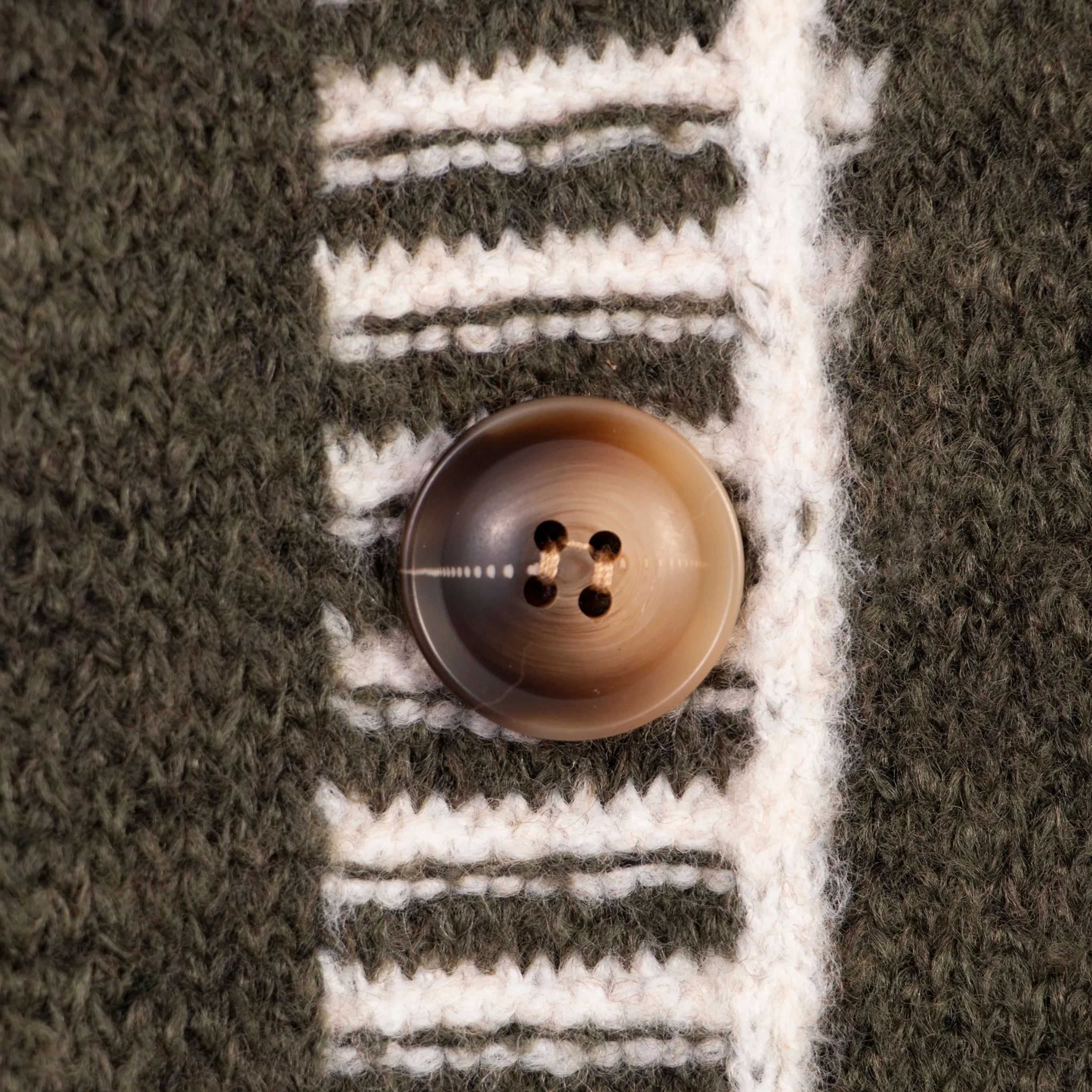 Molly Button Up Vest - Khaki/Cream, Contrast Stitch