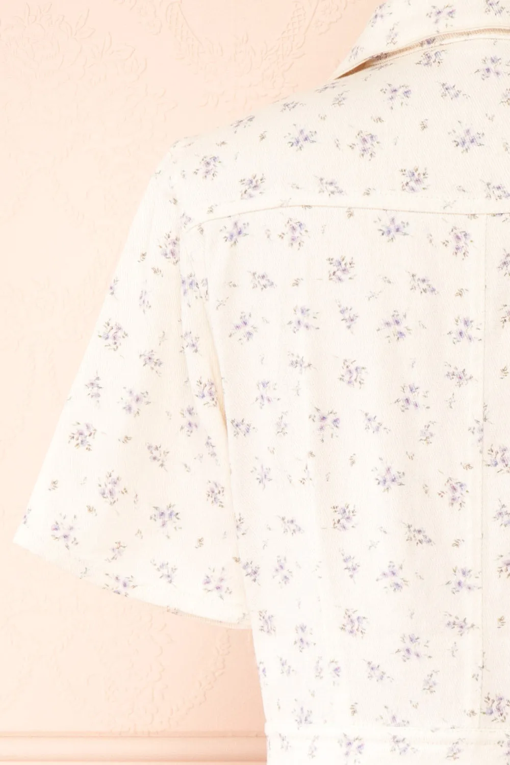 Nadine | Short Floral Denim Dress w/ Pockets