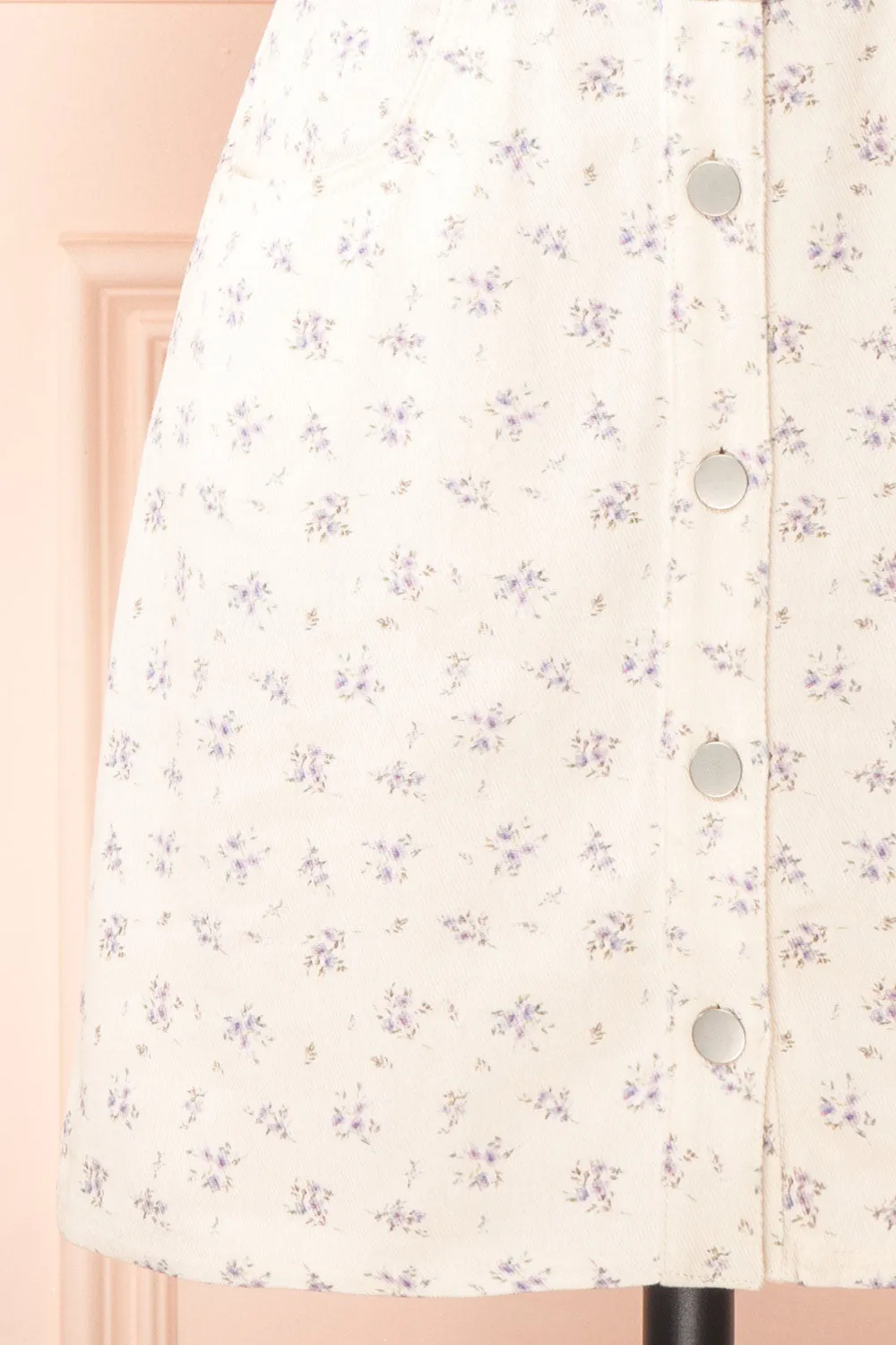 Nadine | Short Floral Denim Dress w/ Pockets