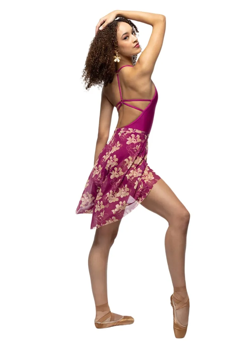 ON SALE Dramatic High-Low Mesh Pull-On Skirt (Imperial/Blooms)