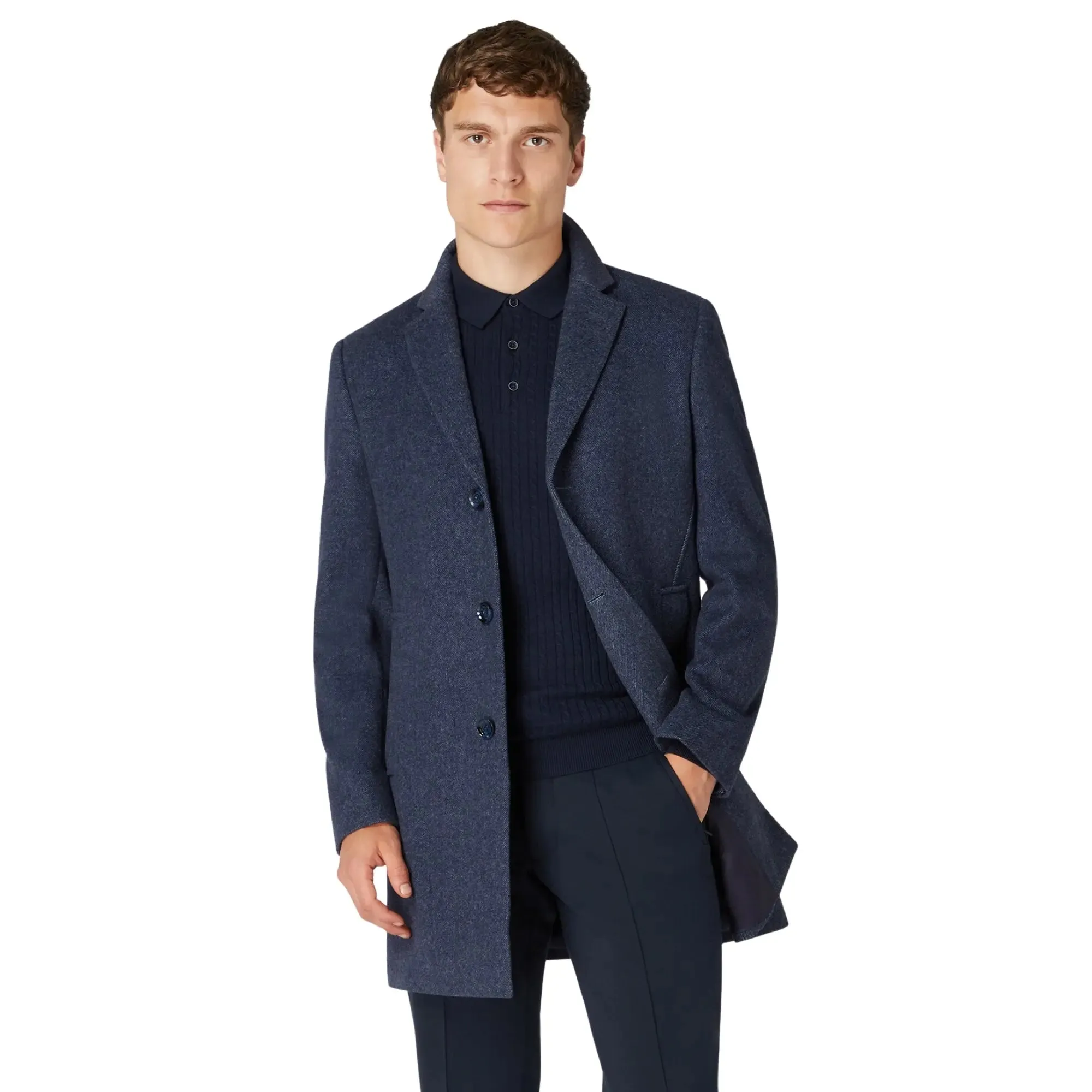 Quinn Twill Overcoat - Navy