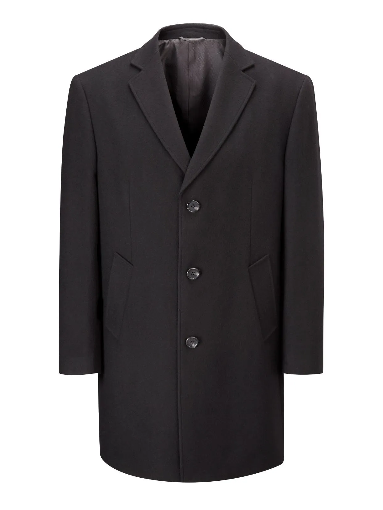 SKOPES Mens Extra Tall Wool Blend Over Coat (Euston) in Black