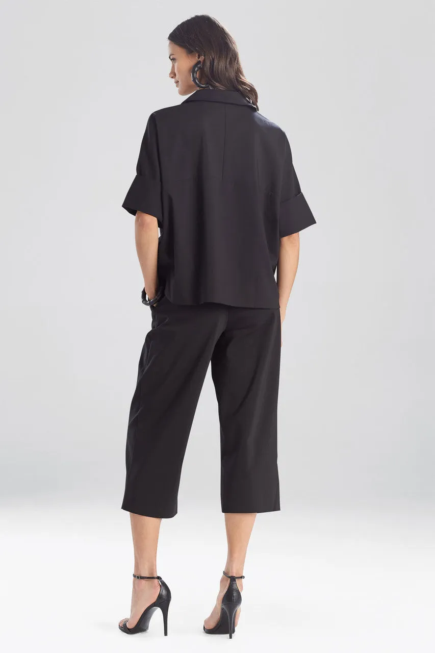 Stretch Cotton Blend Crop Jacket