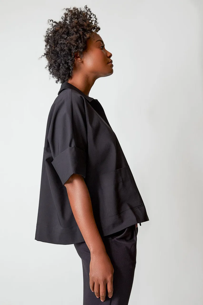 Stretch Cotton Blend Crop Jacket