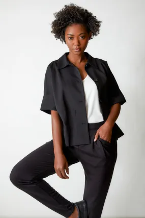 Stretch Cotton Blend Crop Jacket