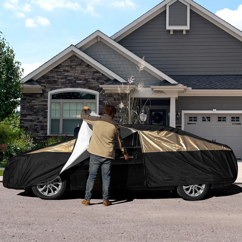 Titan Premium Multi-Layer PEVA Car Cover for Compact Sedans 176-185 Inches Long - Golden Night