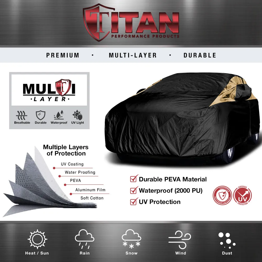 Titan Premium Multi-Layer PEVA Car Cover for Compact Sedans 176-185 Inches Long - Golden Night