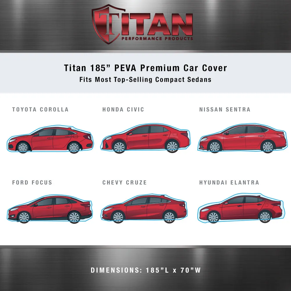 Titan Premium Multi-Layer PEVA Car Cover for Compact Sedans 176-185 Inches Long - Golden Night