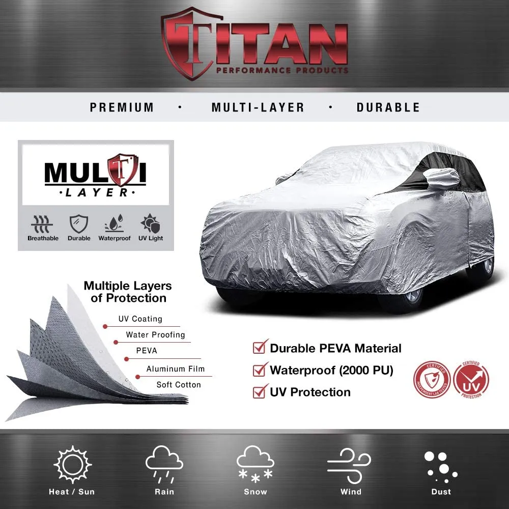 Titan Premium Multi-Layer PEVA Car Cover for Compact SUVs 170-187 Inches Long