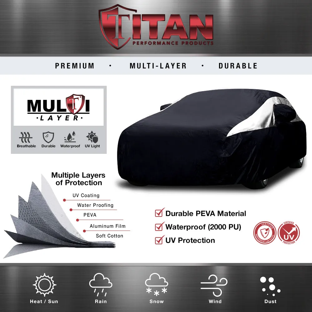 Titan Premium Multi-Layer PEVA Car Cover for Sedans 186-202 Inches Long - Jet Black