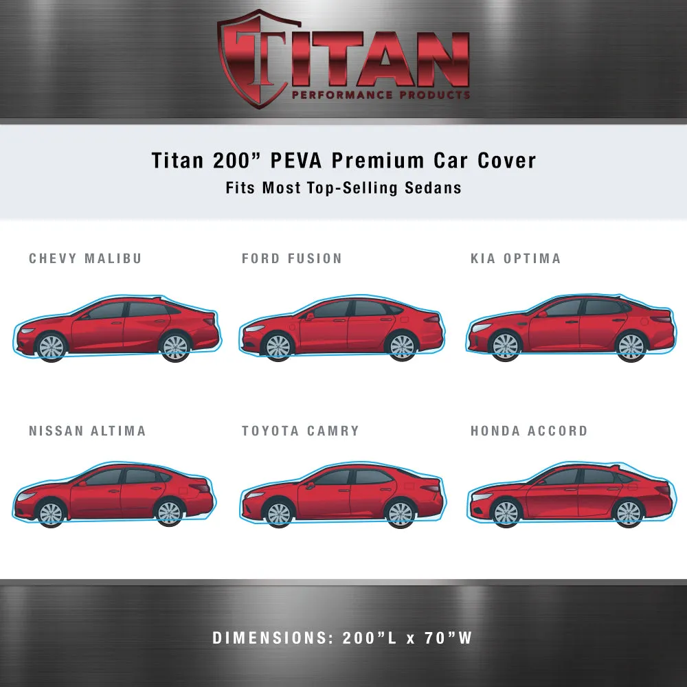 Titan Premium Multi-Layer PEVA Car Cover for Sedans 186-202 Inches Long - Jet Black